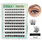 VYRILA Self Adhesive Cluster Eyelashes D Curl 10-16mm Pre-Glued Press-On Lashes
