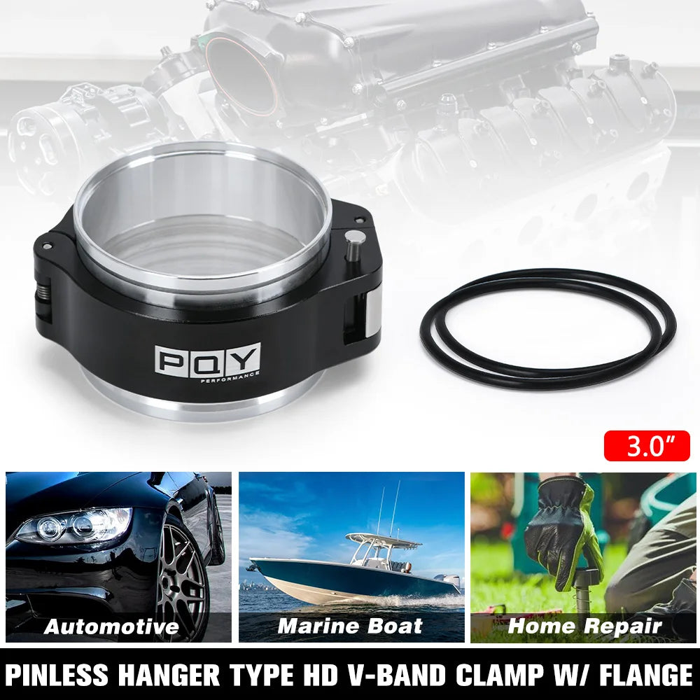 Aluminum quick release V-band clamp 2.5in/3in (63/76mm) pinless HD, intercooler pipe