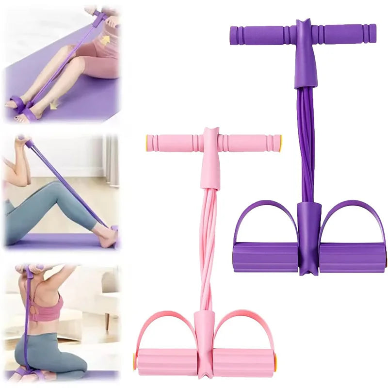 6 Tube Elastic Yoga Pedal Puller Resistance Band Multi Function Tension Rope Fitness Bands 6-Tube Elastic For Abdomen Waist Arm