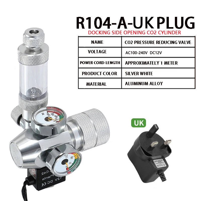 Aquarium CO2 regulator Dual meter solenoid valve Bubble meter  CO2 steel cylinder Reaction system CO2 pressure reducing valve