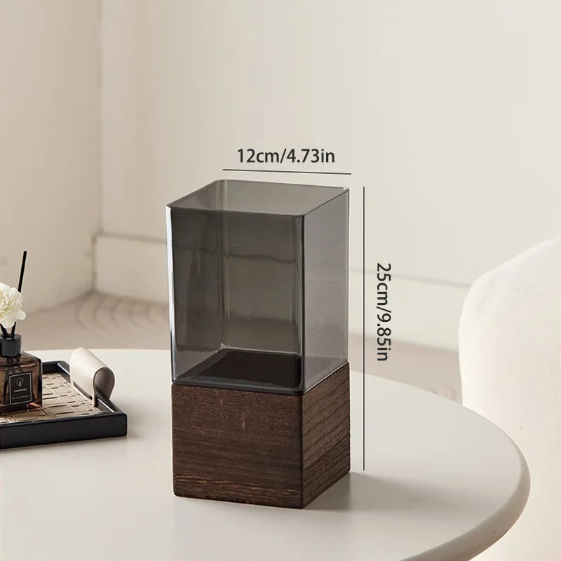 Acrylic Vase with Base, Nordic Style Clear Flower Vase for Table Centerpiece, 1pc