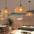 Newest Bamboo Pendant Lamps Ceiling Lights Rattan Wicker Lustre Hand Knit Braiding Suspended Home Dining Braided Decoration HOT
