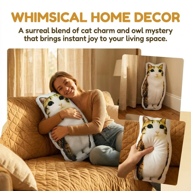 Gaslight Gatekeep Girlboss Meowl Pillow Cat Owl Funny Meme Shaped Pillow Brainrot Stuffed Animal Throw Pillow Gen Z Cushion