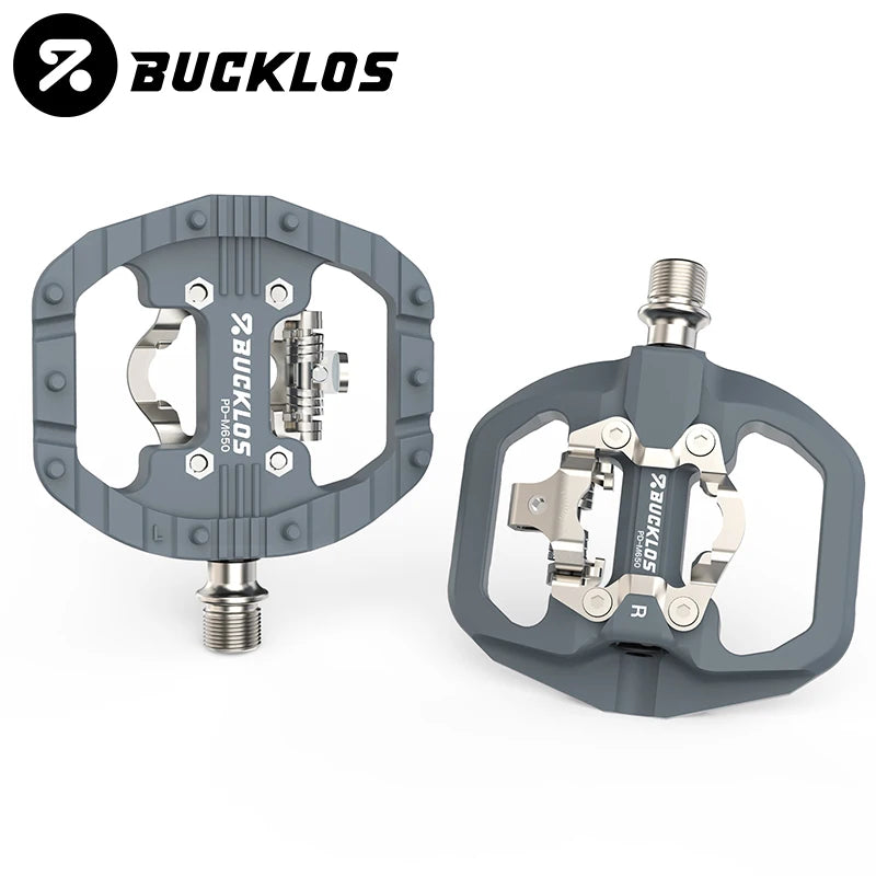 BUCKLOS Mountain Bicycle Pedals Sealed Bearing Dual Clipless Flat & Lock Pedal for Shimano SPD Nylon Bike Pedals Cycling Parts