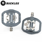 BUCKLOS Mountain Bicycle Pedals Sealed Bearing Dual Clipless Flat & Lock Pedal for Shimano SPD Nylon Bike Pedals Cycling Parts