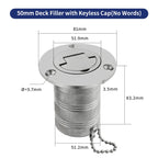 38/50mm 316 Stainless Steel Boat Deck Filler with Keyless Cap GAS DIESEL FUEL WASTE WATER Mirror Polish Marine Deck Filler Cap