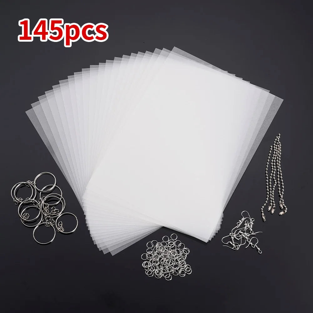Heat Shrink Plastic Sheets Set Shrinky Art Film Paper Sheet Kit DIY Keychain Ornaments Creative Craft Embellishment Scrapbooking