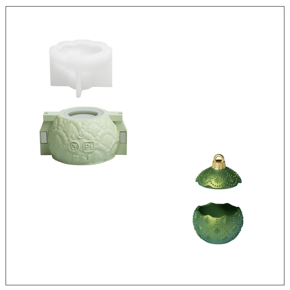 Christmas Bauble Candle Jar Silicone Mold, Reusable for Concrete Jesmonite Cement, Large/Small