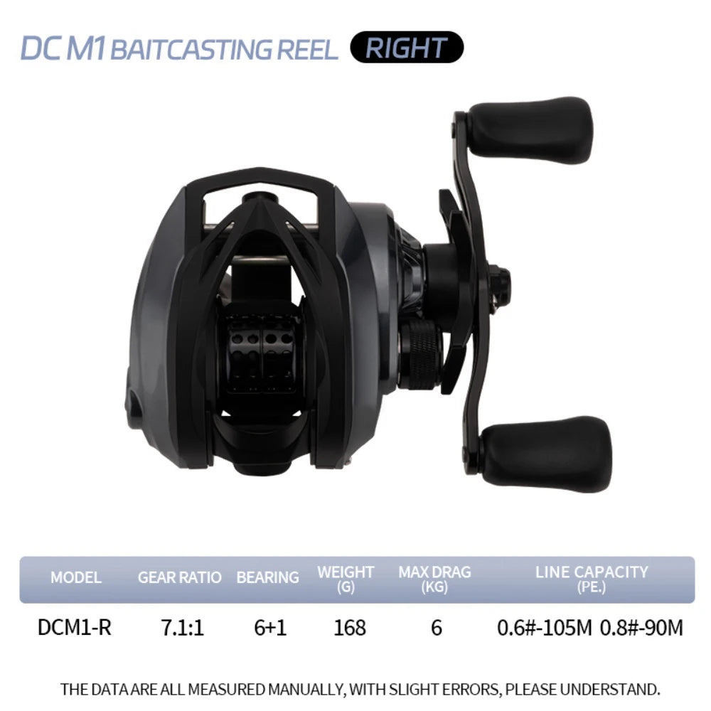 7.1:1 6+1BB DC Electronic Brake Baitcasting Reel Anti Backlash Smart Cast 6KG Drag 168g Lightweight Long Distance Lure Fishing