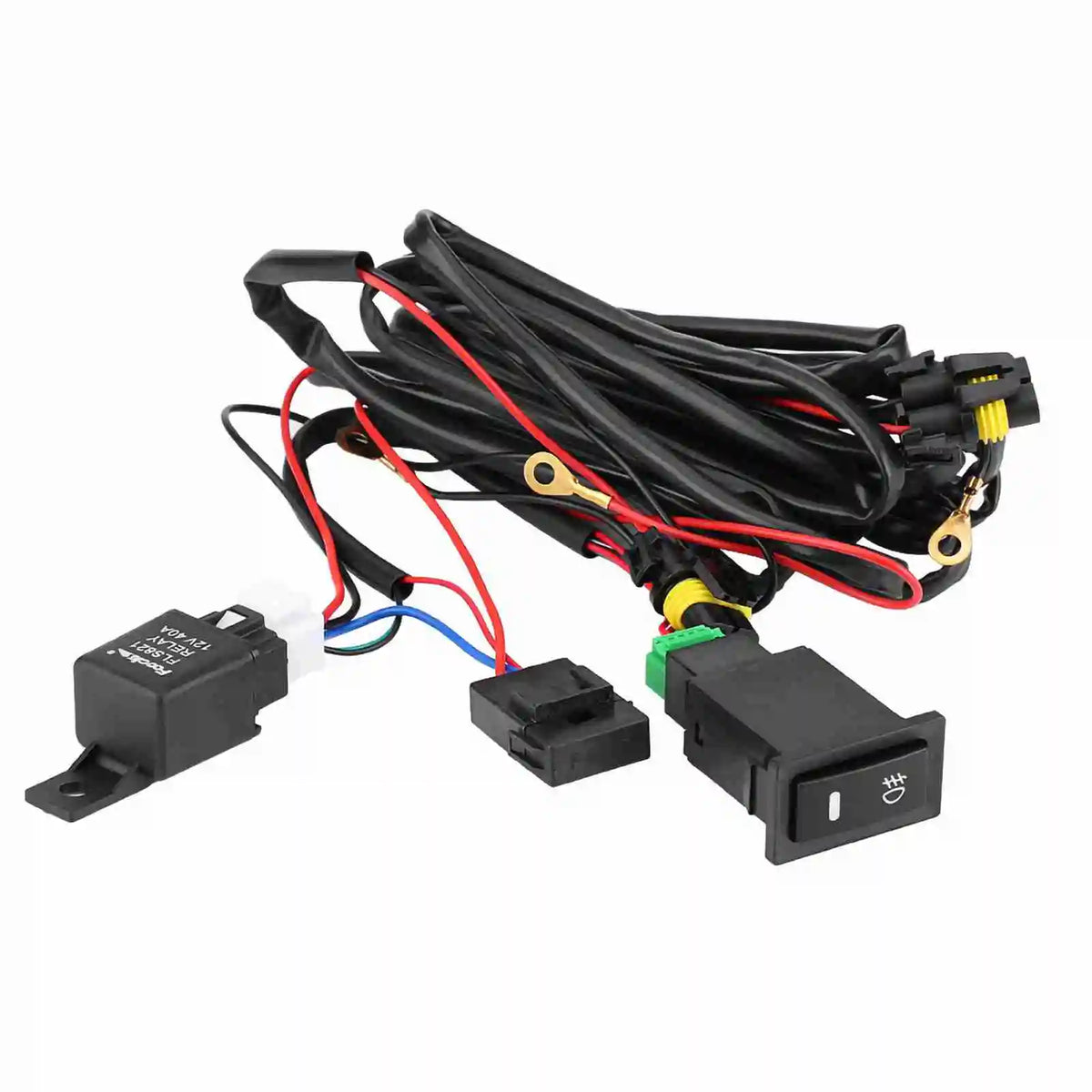 Fog Light Switch Wiring Kit LED Switch Wiring Relay 12V Universal Car LED Fog Light On/Off Switch Wiring Harness Fuse Relay Kit