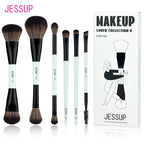 Jessup Makeup Brushes Set 4/6/7/10/14/15pcs Foundation MakeUp Brush,Face Eyeshadow Blending Highlighting Concealer,Luxury Purple