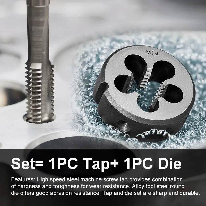 Screw Tap And Die Set HSS Metric Right Hand Machine Plug Tap Straight Flute 2pcs HSS Hand Tap Drill Bit M10 M12 M14 M15 M16