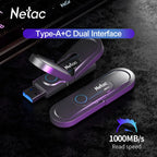 Netac US9 Pendrive 256G 512G 1TB Solid State USB High Speed 1000MB/s USB 3.2 Gen 2 Flash Drives Type-C&Type-A Free Shpping