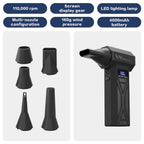 Powerful Air Blower 110000Rpm 4 Gear Adjustable Turbo Jet Blower With Led Light Battery Display Cordless Compressed Air Duster