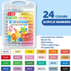 Acrylic Brush Markers Set with Portable Case, Liquid Ink Art Acrylic Paint Markers Set for Art and DIY Craft