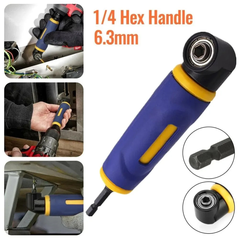 90 Degree Right Angle Extension Screwdrive Multi Purpose Metal Right Angle Drill Adapter Blue Electric Tool