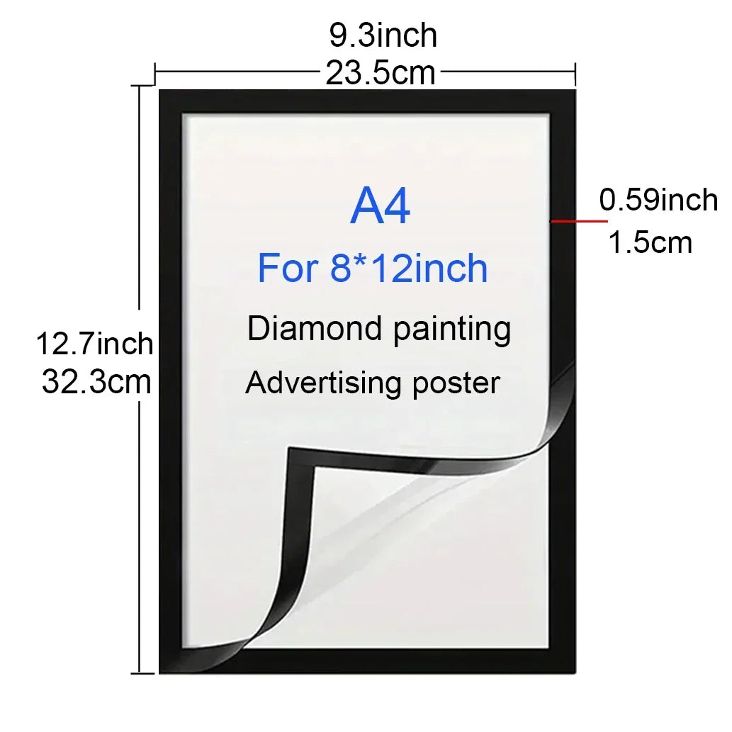 2/3/5/10pcs A4 8x12Inch Rubber Magnet poster frame Soft Self Diamond Painting Frames A4 Canvas Frames Advertising display frame