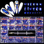 21 grid rhinestone box mixed nail diamond Flat glass shaped diamond DIY nail rhinestone nail jewelry set