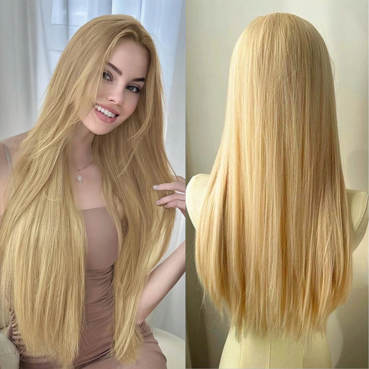 High temperature Fibers for Cosplay Moonlight White Light Blonde Wig 28inch Wig Long Straight Synthetic Wigs