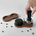 Walnut Coffee Tamper Mat – 51/53/58mm, Storage Pad for Tamper & Filter Screen, Barista Station Tool