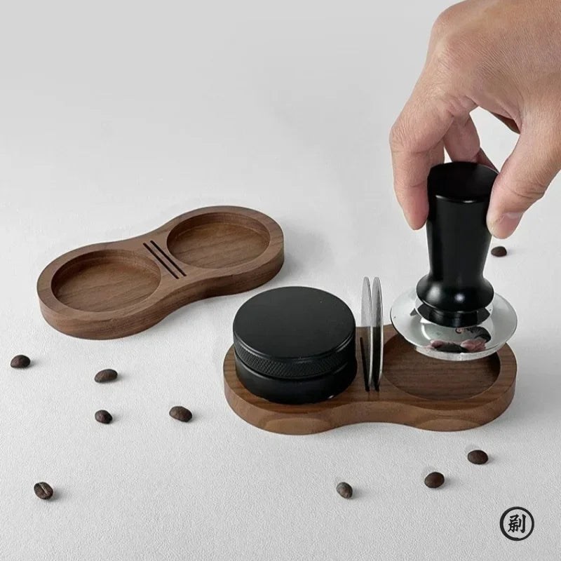 Walnut Coffee Tamper Mat – 51/53/58mm, Storage Pad for Tamper & Filter Screen, Barista Station Tool