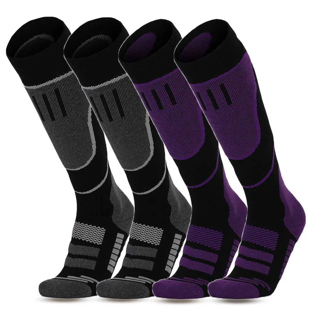 YANBIGUO 2 Pairs Wool Ski Socks,Thermal Knee-high Cold Weather Warm Socks for Snowboarding,Snow,Winter,Hunting