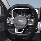 Suitable for Dacia Suede Matte Carbon Fiber Texture Steering Wheel Cover, Suitable for Models Such as Sandero Stepway, Duster, Jogger, Bigster, Spring, Electric, Cargo, Logan, Etc., Black Mocha Car Accessories