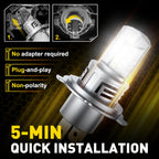 2025 NEW AUXITO 30000LM H4 LED Lights Bulb 9003 HB2 LED Headlights High and Low Beam with Fan Wireless 60W Car Headlamp 12V 2Pcs