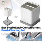 RAY Studio 2 In1 Dual-Compartment Brush Cleaning Pot with Absorbent Pad for Gundam DIY Modeling Brushes (Holder & Cleaner)