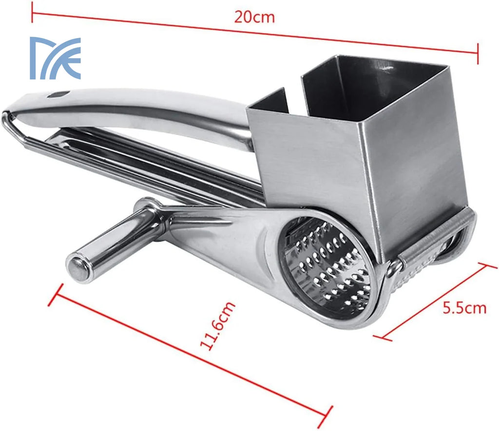 Hand Crank Rotary Cheese Grater Shredder, Stainless Steel Manual Kitchen Tool, 1pc