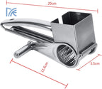 Hand Crank Rotary Cheese Grater Shredder, Stainless Steel Manual Kitchen Tool, 1pc