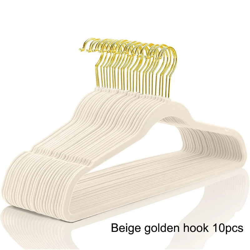 10/20Pcs 44.5cm Large Flocked Plastic Hangers, Men's Large Coat Hangers, Sturdy and Durable, Non-Slip and Non-Deformable, with Gold Hooks, High-End and Elegant
