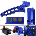 Billet Aluminum Adjustable Spanner Wrench + Vise Jaw Insert for Hose End Fitting Black Blue