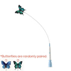 BOOTEELY Electric Suction Cup Cat Toy Butterfly Flying Cat Toy Self-entertaining Cat Toy Long Rod Steel Wire Cat Toy