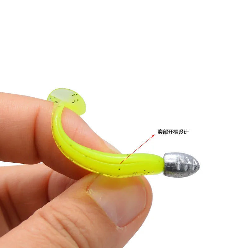 5Pcs/Lot T-tail Soft Fishing Bait Matched With Head Hooks Artificial Wobblers Swimbait Fishing Tackles For Bass Pike Pesca