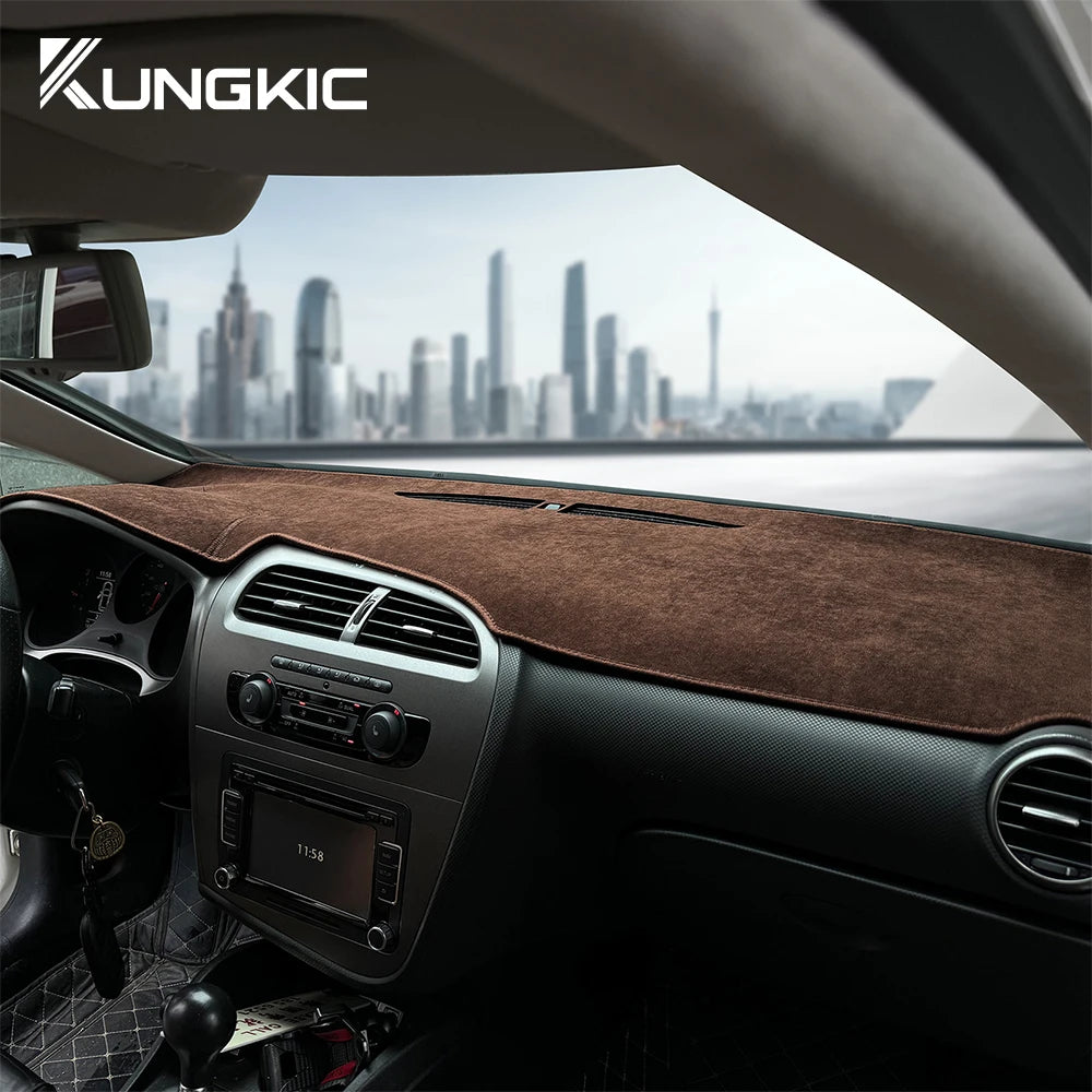 For Seat Leon 2005 2006 2007 2008 2009 2010 2011 2012 Sunshade Mat Flannel Dashmat Carpet Anti-Slip Pad Interior Accessories