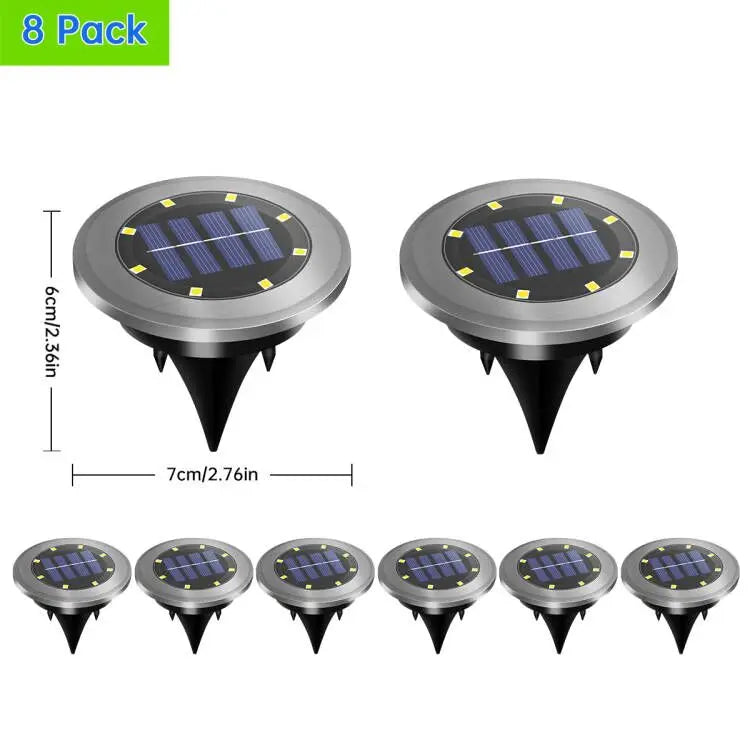 8pcs Solar Outdoor Lights Yard Driveway Step Decor Light Waterproof Solar Pathway Lights Bright In-Ground 8led Solar Garden Lamp