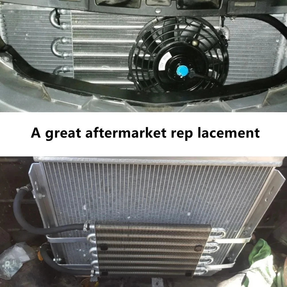 Universal transmission oil cooler kit aluminum radiator with hose, 10 row black