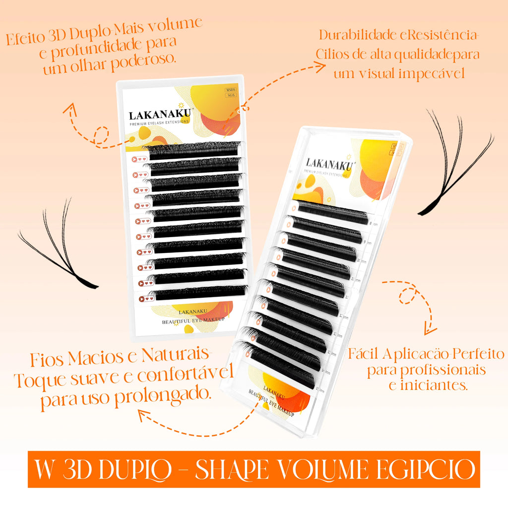 LAKANAKU 6 Trays 6D W Shaped Eyelash Extensions Volume Egipcio Full Cilios Natural Fio 6w Lash Soft Fans