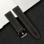 22mm Leather Silicone Watch Band Replacement Strap, Black/White, for Galaxy Watch 3 45mm