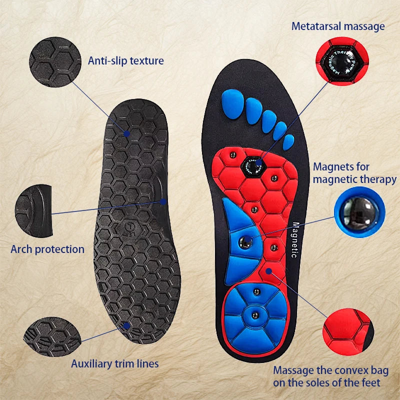 Magnetic Therapy Massage Insoles Men Foot Acupoint Massage Insoles Arch Support Orthopedic insole Comfort Shoe Pads 1Pair/2Pair