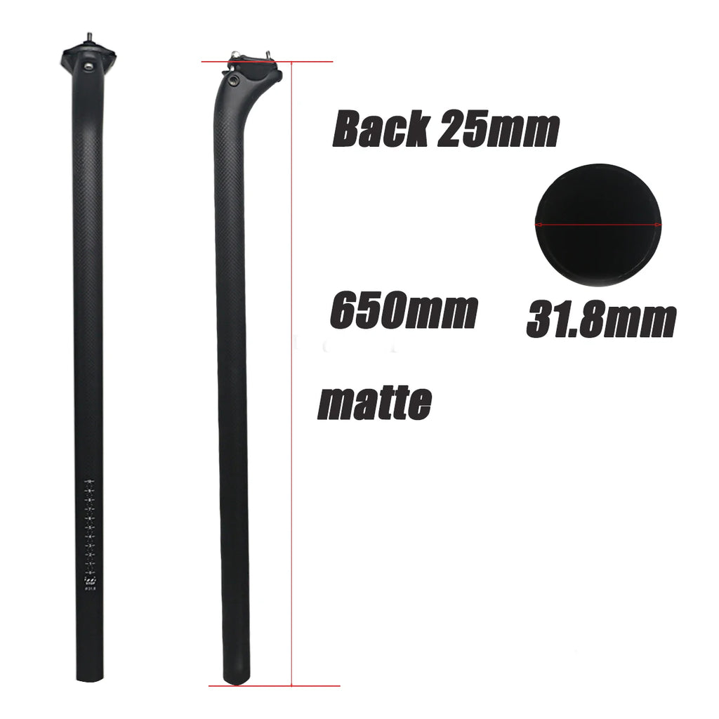 3K Carbon Bike Seatpost 31.8/33.9/34.9mm 550/600/650mm Matte, Front/Back