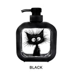 Black Cat Print Refillable Soap Dispenser Pump Bottle, Black/Pink/White 300ml or 500ml