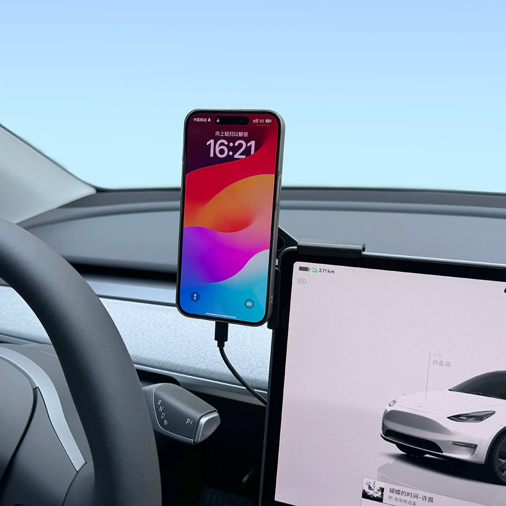 Car Phone Mount Holder 15W Compatible with MagSafe Magnetic Wireless Charger for Tesla Model Y Launch 2026 Model 3 HIGHLAND BYD