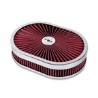 ZSRacing 12"x2" Oval Super Flow Thru Air Cleaner Washable For SBC Chevy Ford Chryler Dodge 5-1/8 Carb Neck OFI131