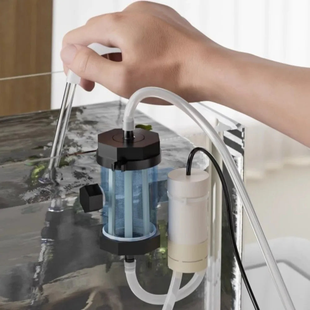 USB Powered Aquarium Water Changer 280GPH Electric Fish Tank Feces Suction Pump with Extension Tube Detachable