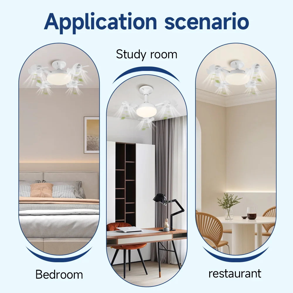 2026 New E27 Ceiling Fan Lamp Remote Control 110V 220V 3 Color Adjustable Modern Home Bedroom Living Room
