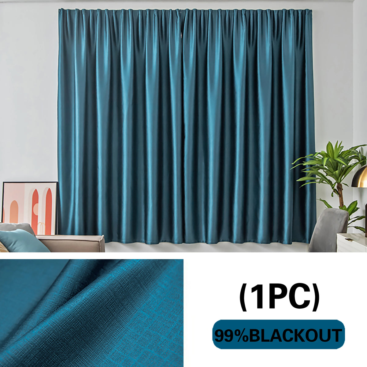 1 piece deluxe no-punch blackout curtains, high blackout portable paste design firm, suitable for bedroom living room kitchen