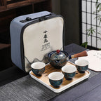 Chinese Kung Fu Tea Set Sand Ceramic Tea Set Travel Kung Fu Tea Set Gift Porcelain Purple Clay Pot Poured Ceramic Tea Set