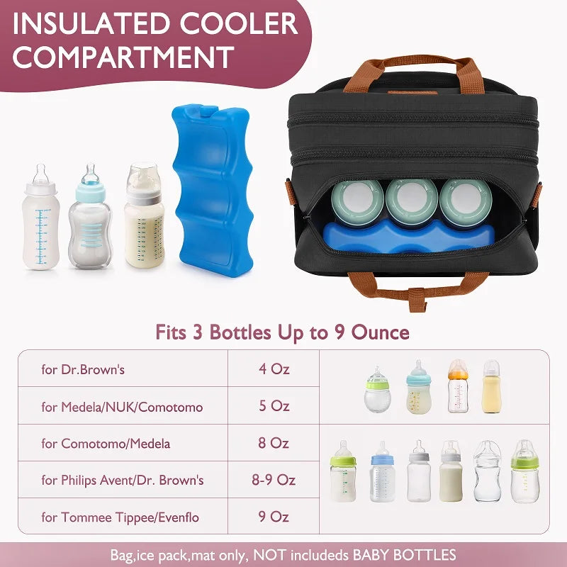 Detachable Breast Pump Bag with Ice Pack Double Layer Portable Breast Milk Cooler Travel Bag Compatible for Wearable Breast Pump